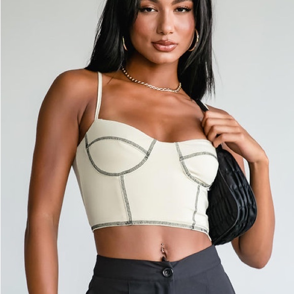 Princess Polly Tops - Princess Polly Cream Crop Top